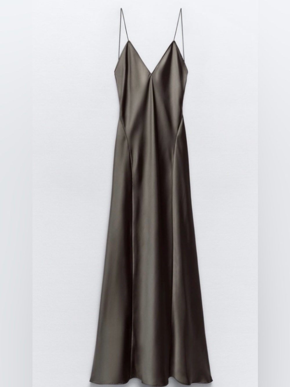 ZARA Satin Open Back Slip Maxi Dress NWOT